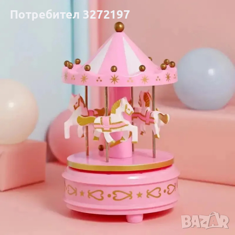 Луксозна музикална кутия с въртележка 4 коня, снимка 7 - Декорация за дома - 44805526