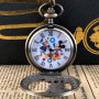 Мики Маус Класически джобен кварцов часовник с римски цифри+ верижка, снимка 1