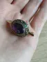 Старинна позлатена сребърна брошка с аметист , снимка 5