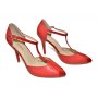 Дамски елегантни обувки с каишка -червено