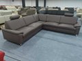 Кожен ъглов диван с ф-я сън цвят Мока "Vito Spring", снимка 1 - Дивани и мека мебел - 39331004