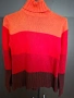 Дамски пуловер с поло яка в червено, оранжево и винено чернено и лилаво., снимка 1
