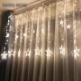 Светеща завеса светлинна верига перде осветление Коледни лампички 130 LED топло бяло, снимка 5