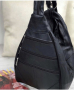Модерна дамска черна раница с ципове от естествена кожа 37х23 см., снимка 1