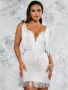 Елегантна бяла рокля с ресни, снимка 2