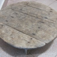 Стара дървена маса, ниска софра, паралия, синия - 2 , снимка 7 - Други - 31921869