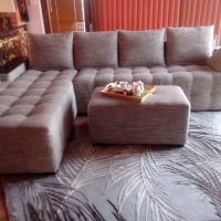 ъглов диван,табуретка и килим 200/290 см, снимка 7 - Дивани и мека мебел - 44489918