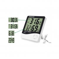 Термометър за вътрешна температура, влагомер, часовник, Метеостанция - код HTC-2, снимка 2 - Друга електроника - 34275437