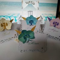 Тейбълка с орхидея, картички за маса с орхидеи, снимка 4 - Сватбени аксесоари - 29265777