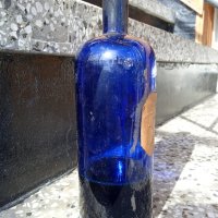 Уникално старо шише,син кобалт,канелево масло, снимка 7 - Антикварни и старинни предмети - 35625863