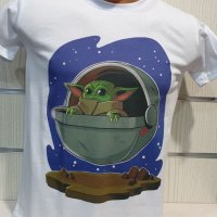 Нова детска тениска с дигитален печат Бейби Йода, Междузведни войни (Star Wars), снимка 2 - Детски тениски и потници - 29899397