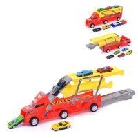 Детски автовоз с рампа и 6 колички, снимка 2 - Коли, камиони, мотори, писти - 42836642