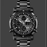 Мъжки водоустойчив часовник с черна верижка, снимка 3 - Мъжки - 24320254