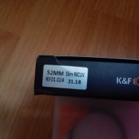 филтър k&f concept Digital HD MC UV 52mm slim, снимка 2 - Обективи и филтри - 31983773