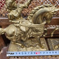 2 броя месингови фигури Соколари на кон, снимка 4 - Антикварни и старинни предмети - 42427438