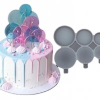 3 размера кръг силиконов молд форма близалки pops cakes Lollipop Pop Cake Попскейк фондан смола, снимка 1 - Форми - 38764155
