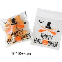 50 бр halloween хелоуин Шапка тиква опаковъчни пликчета торбички за дребни сладки ръчна изработка, снимка 1 - Други - 30075808