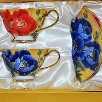Луксозен порцелан чаши за кафе с букет цветя, снимка 5 - Подаръци за жени - 31731179