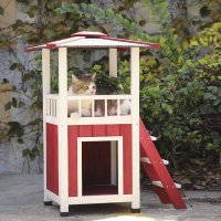 Двуетажна дървена къща за домашен любимец / къща за котки CHW2042010R1, снимка 5 - За котки - 39824878