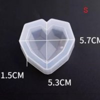 3D 3 размера диамантено сърце силиконов молд форма за фондан тесто гипс глина сапун шоколад смола, снимка 2 - Форми - 32143026