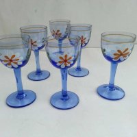 Чашки за ракия цветно синьо стъкло , снимка 2 - Антикварни и старинни предмети - 31029157