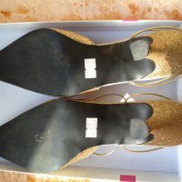 Дамски Златни обувки номер 37, снимка 5 - Сандали - 36865121
