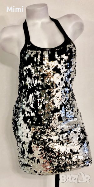 Елегантна рокля, двулицеви пайети М, снимка 1