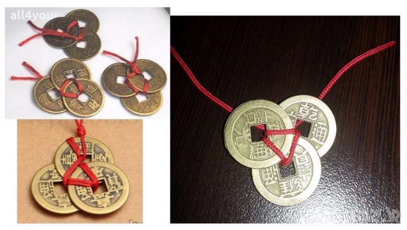 Фън Шуй Връзка с три монети за богатство и изобилие, снимка 1