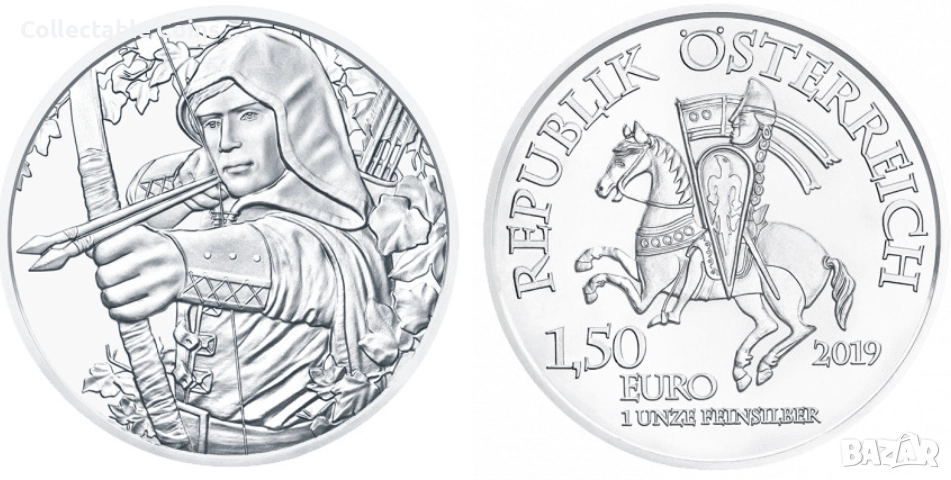 сребърна монета 1 oz робих худ 2021, снимка 1