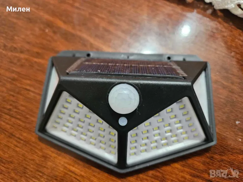 Соларна LED лампа 100LED диода, IP65 Водоустойчива, снимка 1