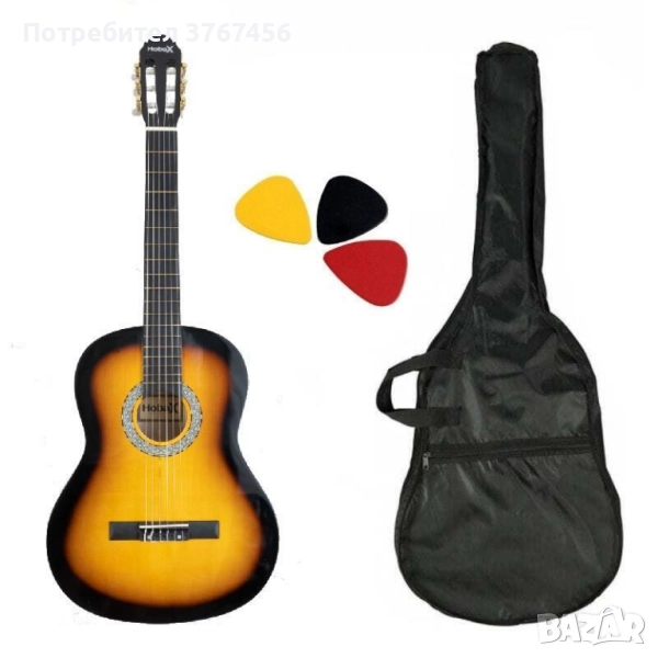Класическа китара с найлонови струни Hobax FCG-110 SB, 4/4 стандартен размер + 2 аксесоара, снимка 1