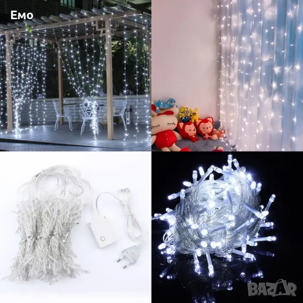 Коледна украса - LED - Светеща завеса, снимка 1