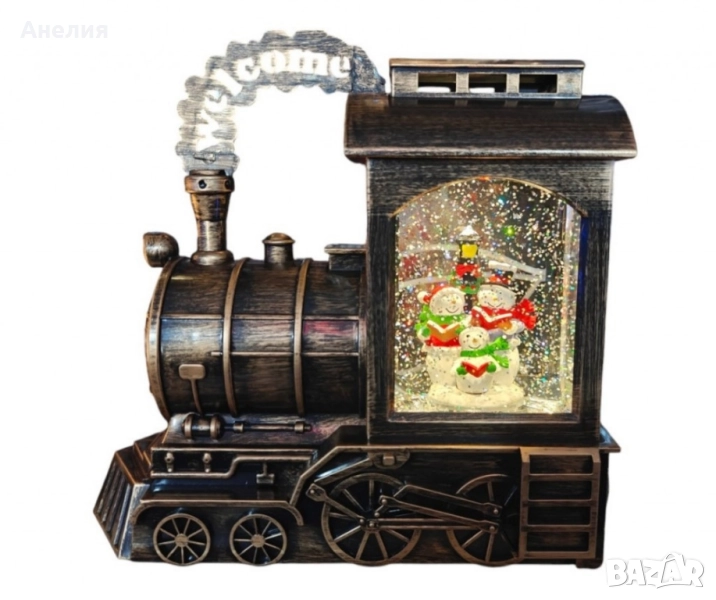 Музикална коледна декорация Влак със снежен човек или Дядо Коледа , снимка 1