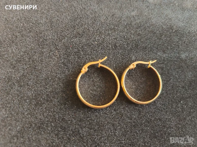 Малки златисти обеци халки от неръждаема стомана , снимка 1