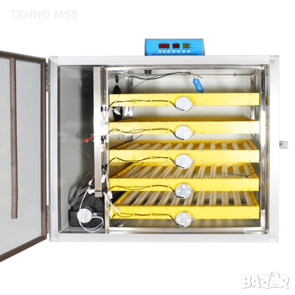 Професионален инкубатор Инокс с Инвертор, Люпилня 220V/12V, 5 Люлки, MS ...