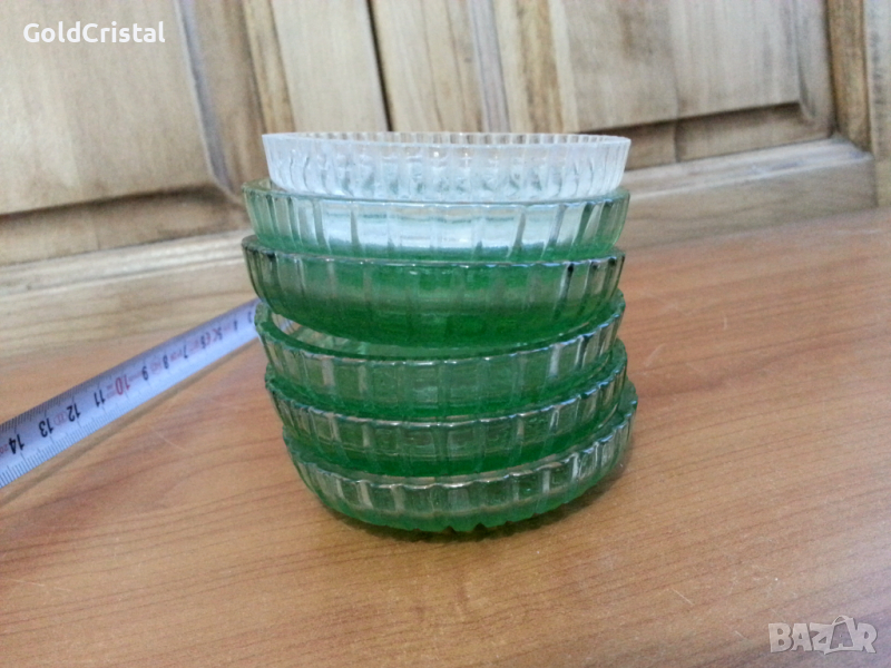 Стъклени чинийки цветно зелено стъкло, снимка 1