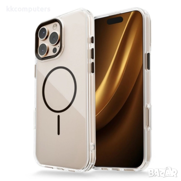 Силиконов кейс bSmart Clear Thin Magsafe и Протектор За iPhone 17 (6.3), Черен, снимка 1