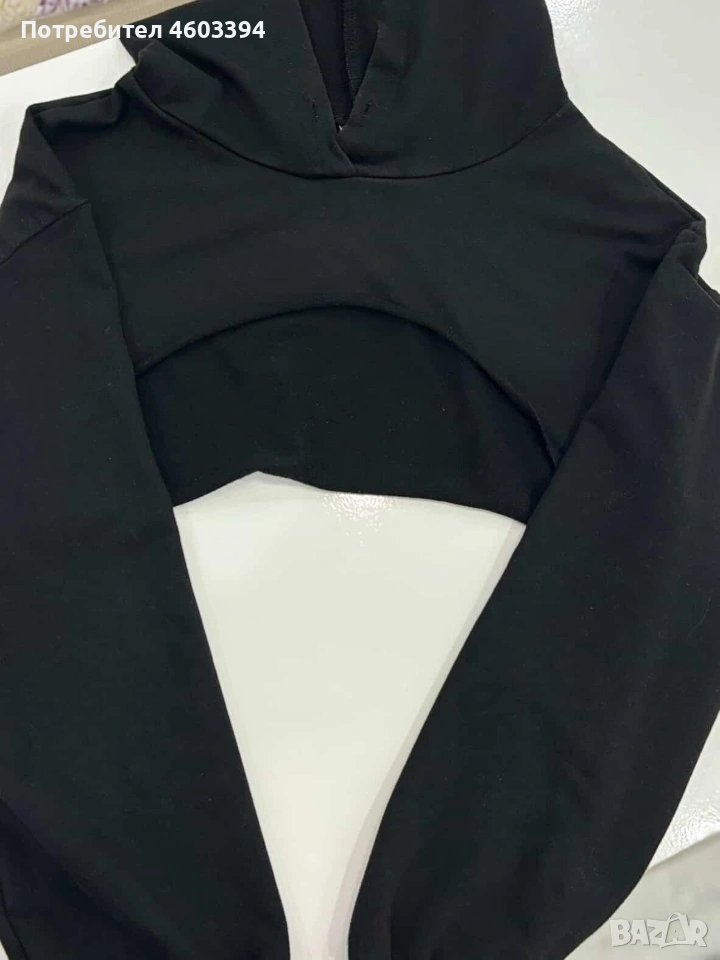 къс суитшърт черен, снимка 1