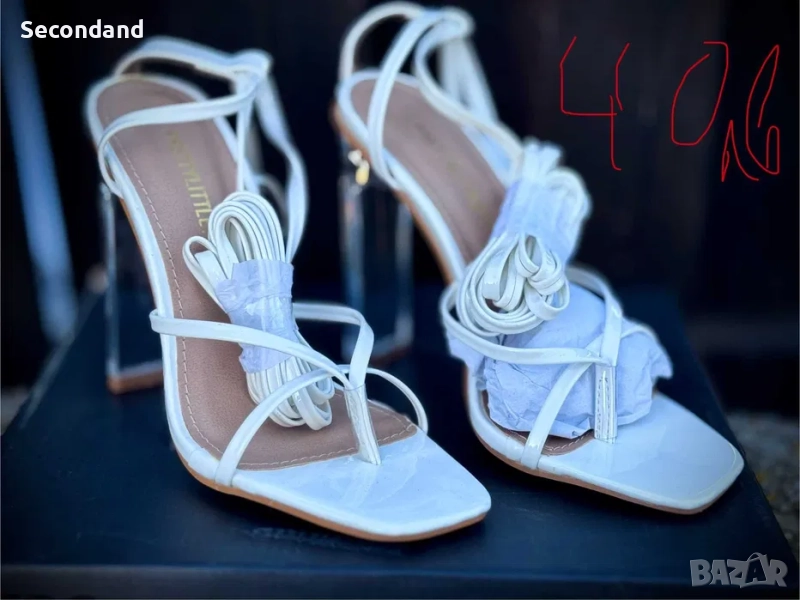 Дамски сандали на висок ток с прозрачен ток, снимка 1