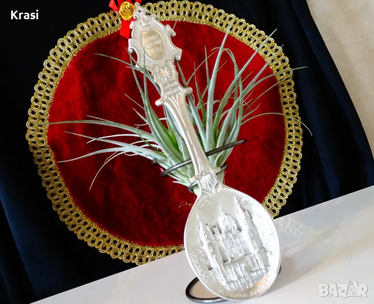 Лъжица от калай 94 г.,замък,калаена сватба. , снимка 1