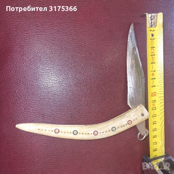 Габровски нож тип Сойка дръжка от еленов рог, снимка 1
