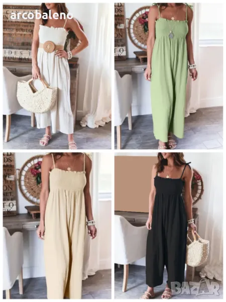 Едноцветен дамски гащеризон без ръкави с висока талия, 4цвята , снимка 1