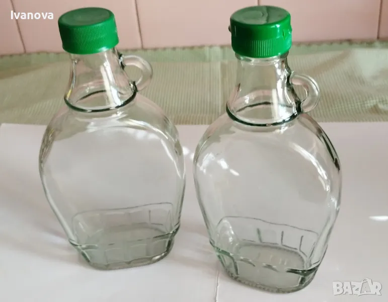 Шишенца стъклени плоски с дръжка, снимка 1