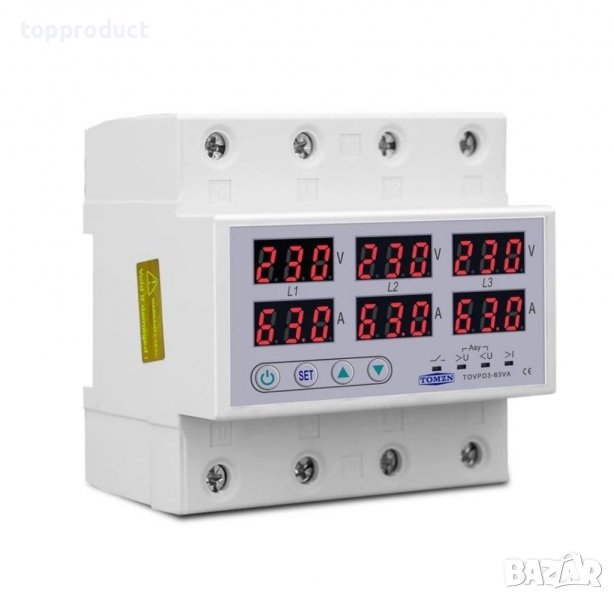 Трифазна защита от пренапрежение 63 и 100А, ниско напрежение, свръх то, снимка 1