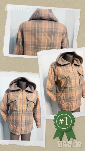 Топло яке тип риза с поларена подплата и качулка, снимка 1