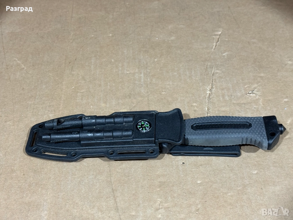 Тактически нож с кания,компас,запалка,свирка и точило, снимка 1