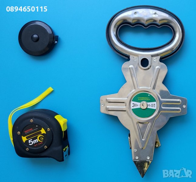 Ролетка 1.5м/5м/30м прибираща се, метална геодезиеска, шивашка  рулетка, снимка 1