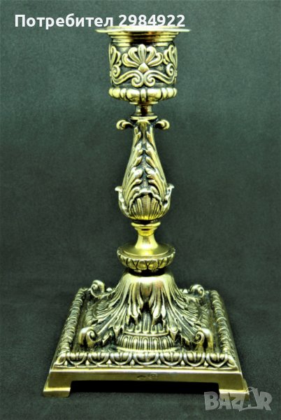 РАЗПРОДАЖБА Сребърен свещник, проба 800 със старо оригинално позлатяване НАМАЛЕНИЕ , снимка 1