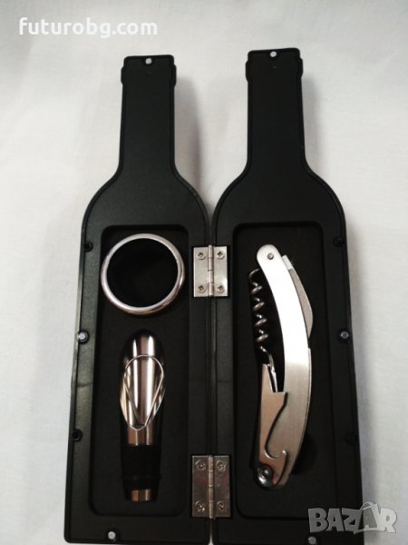 Комплект от 3 аксесоара за вино - във форма на бутилка., снимка 1