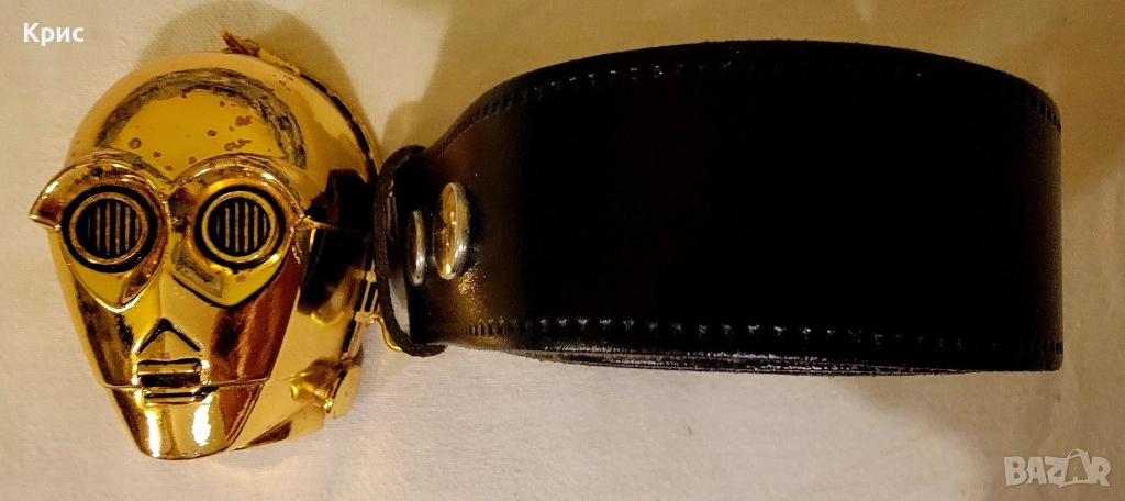 Star Wars C-3PO метална тока с колан от естествена кожа, снимка 1